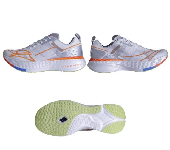 Carbon Plate Running Shoes for Men - Cushioned, Lightweight, Breathable, Non-Slip Road Sneakers-White