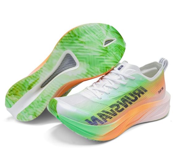 Men's and Women's Running Shoes - Carbon Plate Running Shoes Lightweight, Cushioned, Arch Support Sneakers for Running, Training, and Daily Wear-Green-orange