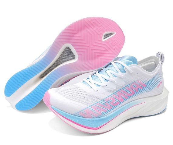 Men's and Women's Running Shoes - Carbon Plate Running Shoes Lightweight, Cushioned, Arch Support Sneakers for Running, Training, and Daily Wear-White-pink