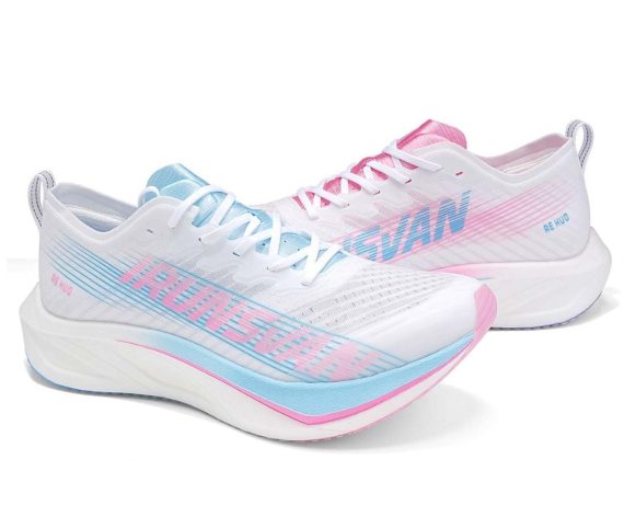 Men's and Women's Running Shoes - Carbon Plate Running Shoes Lightweight, Cushioned, Arch Support Sneakers for Running, Training, and Daily Wear-White-pink