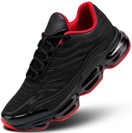 Men's Air Running Shoes Non Slip Workout Casual Sport Shoes for Men Basketball Sneakers Fashion Tennis Sport Fitness Cross Trainers - Black/Red