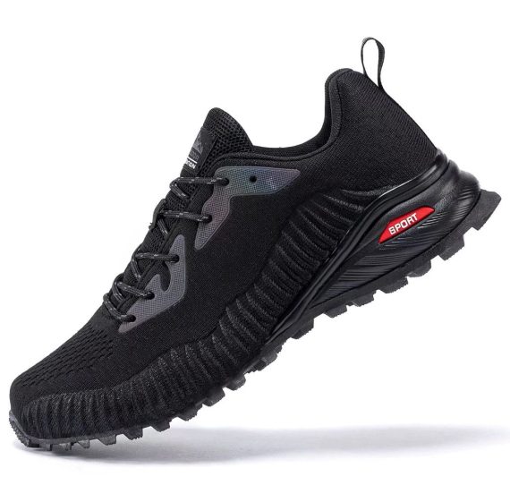 Men's Trail Running Shoes Fashion Walking Hiking Sneakers for Men Tennis Cross Training Shoe Outdoor Snearker Mens Casual Workout Footwear - Black
