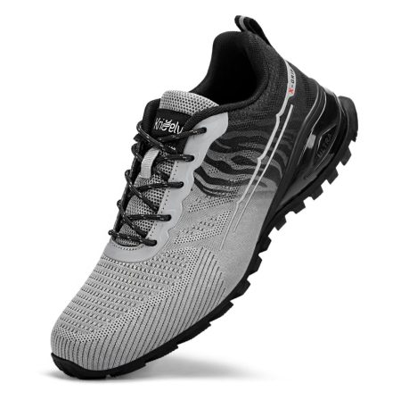 Men's Trail Running Shoes Fashion Walking Hiking Sneakers for Men Tennis Cross Training Shoe Outdoor Snearker Mens Casual Workout Footwear - Black Grey