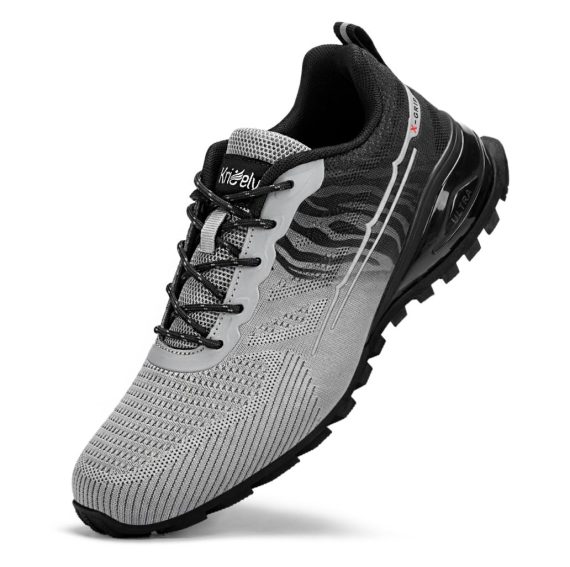 Men's Trail Running Shoes Fashion Walking Hiking Sneakers for Men Tennis Cross Training Shoe Outdoor Snearker Mens Casual Workout Footwear - Black Grey