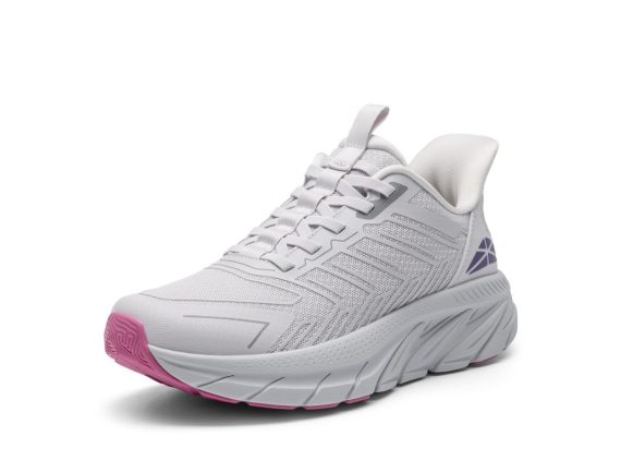 Women's Slip On Walking Shoes Running Comfortable Tennis Breathable Non Slip Athletic Gym Workout Cross Training Fashion Sneakers - Light Grey Purple