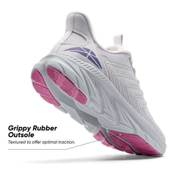 Women's Slip On Walking Shoes Running Comfortable Tennis Breathable Non Slip Athletic Gym Workout Cross Training Fashion Sneakers - Light Grey Purple