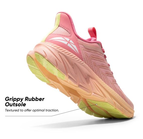 Women's Slip On Walking Shoes Running Comfortable Tennis Breathable Non Slip Athletic Gym Workout Cross Training Fashion Sneakers - Pink/Orange