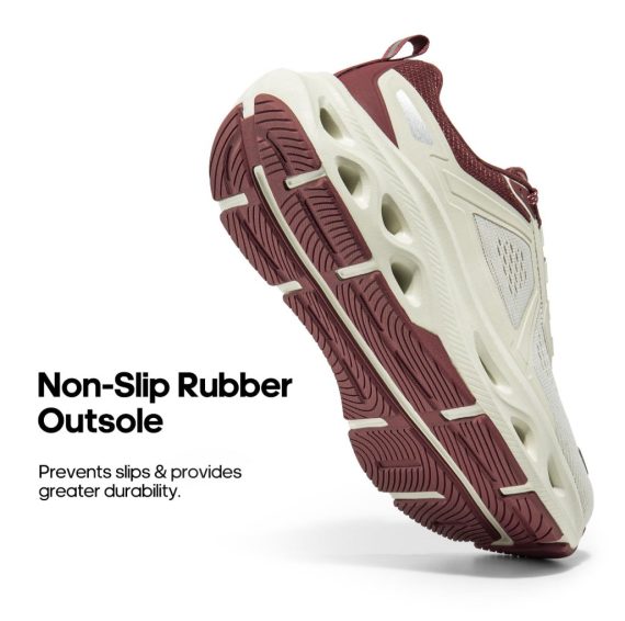 Women's Comfortable Walking Shoes Running Tennis MovePropel Athletic Gym Workout Jogging Fashion Sneakers - Beige/Burgundy